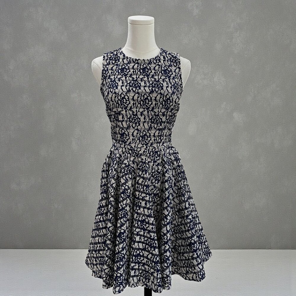 Maison Jules XS Lace Fit Flare Dress Navy Floral Coquette Cottagecore Feminine‎
